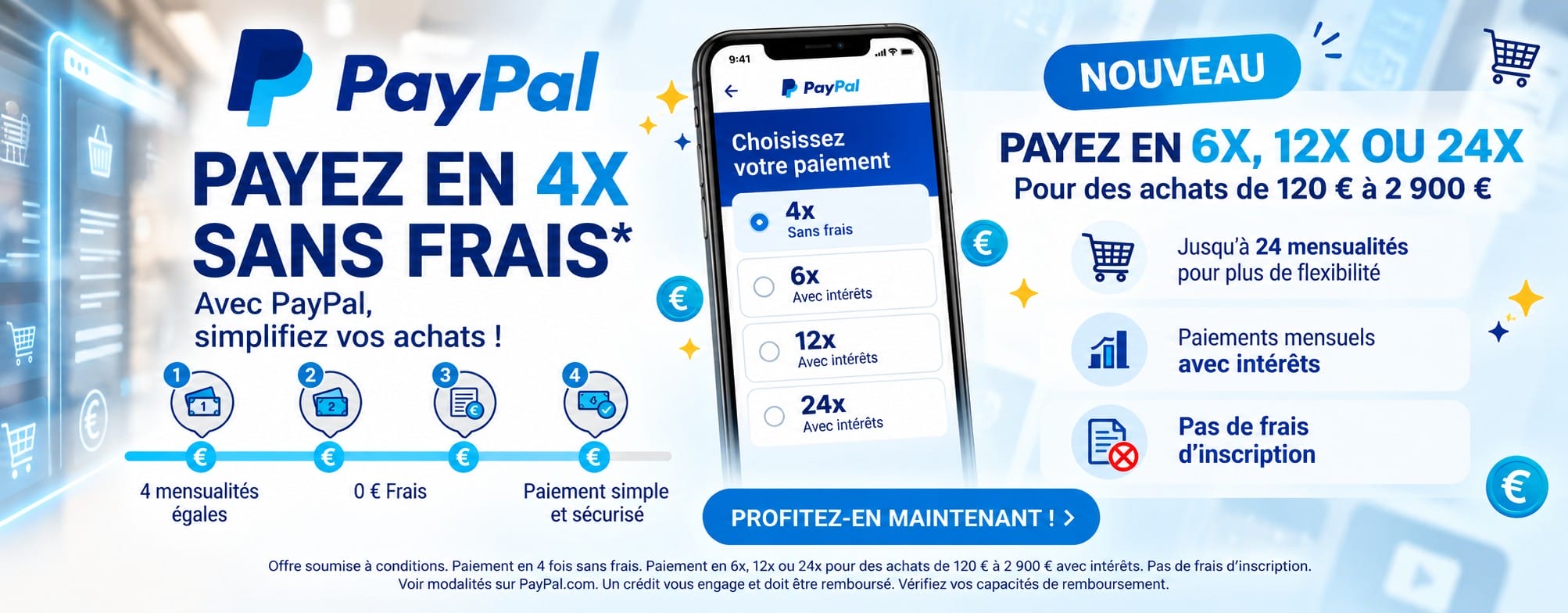 Paiement en 4 fois de votre sex doll via Paypal. Ou 6x 12x 24x avec intérêts.